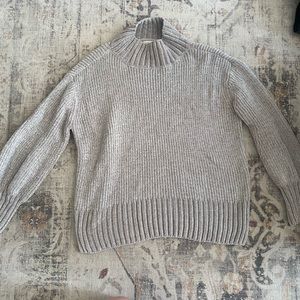 Grey plush turtle neck sweater: medium